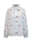 Camisa mullet em algodão com bordados, botões e mangas de cava quadrada Biamar