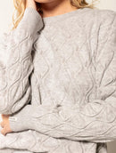 Blusa em ponto losango com gola redonda e mangas de cava quadrada Biamar