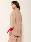 Camisa alongada em viscolinho com botões e bolsos Biamar