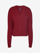 Casaco canelado em fio pluma com botões aBenção