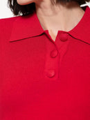 Blusa canelada gola polo com botões e manga curta Biamar