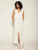 Vestido midi decote v com fenda frontal e bolsos Biamar