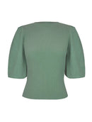 Blusa canelada de gola redonda com manga curta bufante Biamar