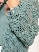 Casaco em algodão vazado com ponto margarida e mangas de cava posta Biamar