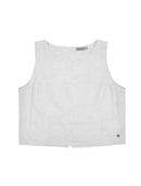 Regata em linho com gola redonda e botões Biamar