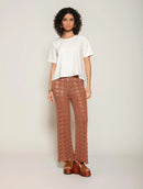 Calça em algodão om trama vazada e forro Biamar