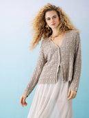 Casaco em pontos vazados com botões e acabamento ondulado Biamar