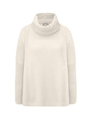 Blusa alongada em fio pluma com gola alta e manga canelada Biamar