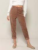 Calça reta em veludo com bolsos Biamar