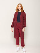 Casaco alongado em algodão com tecimento em tranças e mangas de cava quadrada Biamar