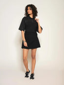 Blusa manga curta de gola polo com detalhe em tecido Biamar