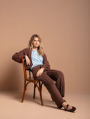 Calça reta canelada em algodão Biamar