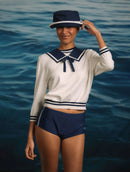 Blusa meia manga com listras em contraste Biamar