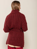 Casaco canelado com pontos estruturados, cinto removível e mangas de cava quadrada Biamar