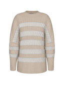 Blusa alongada com padronagem em listras e gola redonda Biamar