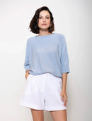 Blusa em algodão com detalhes em ponto pipoca e gola redonda Biamar