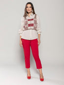 Regata cropped em padronagem xadrez com decote quadrado Urbanity