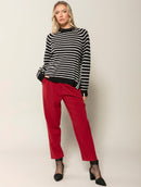 Blusa oversized mullet em listras, gola redonda e mangas de cava raglan Biamar