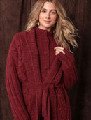 Casaco canelado com pontos estruturados, cinto removível e mangas de cava quadrada Biamar