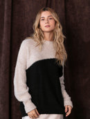 Blusa bicolor com gola redonda e mangas de cava quadrada Biamar