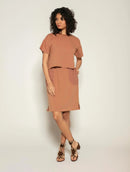 Blusa manga curta em algodão com detalhes em tricô Biamar