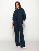 Camisa mullet em linho com botões e mangas de cava posta Biamar