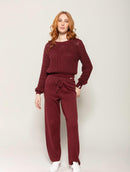 Calça reta em algodão com cordão ajustável logomarca nas laterais Biamar