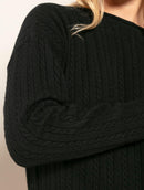 Blusa em lã e cashmere com tecimento em tranças, gola canoa e mangas de cava quadrada Biamar