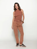 Calça em algodão com bolsos, cordão ajustável e barra mullet Biamar