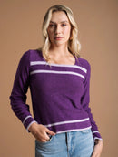 Blusa com padronagem em listras, decote quadrado e mangas de cava posta Urbanity