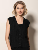 Colete em algodão com tecimento em tranças e botões Urbanity