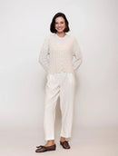 Calça com pregas e bolsos faca Biamar