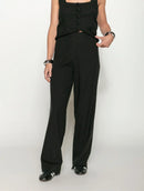 Calça reta com bolsos faca e elástico Biamar