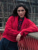 Casaco em ponto laço com mangas bufantes e sem fechamento frontal Biamar