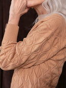 Blusa em ponto losango com gola redonda e mangas de cava quadrada Biamar