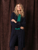 Casaco alongado em algodão com tecimento em tranças e mangas de cava quadrada Biamar