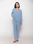 Calça reta com bolsos e botões Biamar