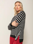 Blusa oversized mullet em listras, gola redonda e mangas de cava raglan Biamar