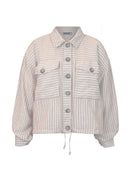 Jaqueta com padronagem em listras, botões, bolsos e mangas de cava posta Biamar