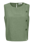 Regata cropped com fenda frontal e detalhes em botões Biamar