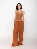 Calça reta com fendas e elástico Biamar