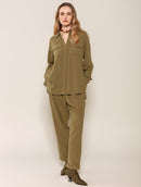 Camisa alongada em viscolinho com botões e bolsos Biamar