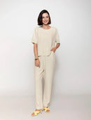 Calça reta com bolsos e botões Biamar