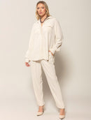 Camisa alongada em viscolinho com botões e bolsos Biamar