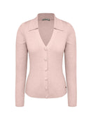 Blusa canelada com gola polo e fechamento em botões forrados Biamar