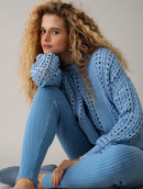 Casaco em algodão com pontos vazados e mangas de cava quadrada Biamar