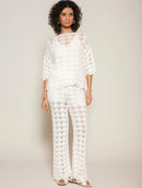 Calça em algodão om trama vazada e forro Biamar