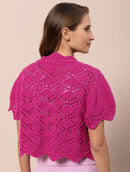 Colete em algodão com pontos vazados e barra ondulada Urbanity