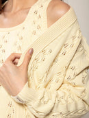 Casaco em algodão com pontos vazados e mangas de cava posta Biamar