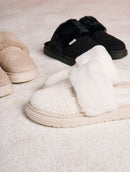 Pantufa oslo em algodão com pele fake e solado elevado Biamar